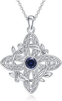 wholesale 925 Sterling Silver Birthstone Witches Knot Pendant Necklace-September