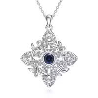wholesale 925 Sterling Silver Birthstone Witches Knot Pendant Necklace-September