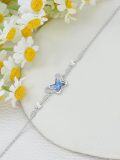 wholesale 925 Sterling Silver Blue Crystal Butterfly Adjustable Bracelet for Women Girls Gifts-0-1