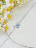 wholesale 925 Sterling Silver Blue Crystal Butterfly Adjustable Bracelet for Women Girls Gifts-0-1