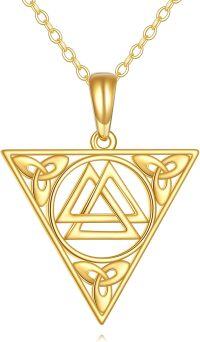 wholesale 14K Gold Celtic Knot Triangle Pendant Necklace for Women-06-Valknut Necklace