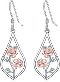 wholesale Sterling Silver Carnation Violet Daffodil Daisy Lily Rose Lotus Poppy Marigold Holly Birth Flower Earrings-09-September-Peony