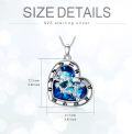wholesale 925 Sterling Silver Blue Crystal Heart Zodiac Constellation Pendant Necklace-0-2
