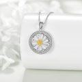 wholesale 925 Sterling Silver Round Spinning Daisy Flower Pendant Necklace with Cubic Zirconia Stones for Women  48cm Chain Length-0-3