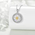 wholesale 925 Sterling Silver Spinning Daisy Pendant Necklace-0-3