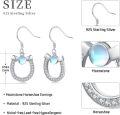 wholesale 925 Sterling Silver Turquoise Opal Moonstone Horseshoe Drop Earrings-0-3