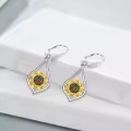 wholesale 925 Sterling Silver Gold Plated Flower Drop Earrings Wholesale for Women - Nature Inspired  Set (Sunflower)-0-3