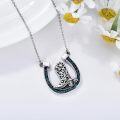 wholesale 925 Sterling Silver Turquoise Western Horseshoe Cowboy Boot Cactus Pendant Necklace for Women-0-1