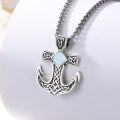 wholesale  Sterling Silver Moonstone Opal Turquoise Malachite Celtic Knot Anchor Necklace -0-5