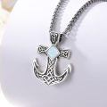wholesale 925 Sterling Silver Cross Pendant with Opal and Turquoise Stone Necklace -0-5