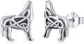 wholesale 925 Sterling Silver Wolf Celtic Knot Stud Earrings Norse Viking -0-0
