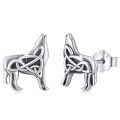 wholesale 925 Sterling Silver Wolf Head Celtic Knot Round Stud Earrings for Women and Men Norse  Ideas-0-0