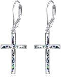 wholesale 925 Sterling Silver Cross Earrings with Abalone Shell Inlay s for Women-0-0