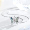 wholesale 925 Sterling Silver Butterfly Necklace with Abalone Shell Inlay Pendant s for Women Girls Valentine's Day Christmas-0-3
