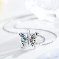 wholesale 925 Sterling Silver Butterfly Necklace with Abalone Shell Inlay Pendant s for Women Girls Valentine's Day Christmas-0-3