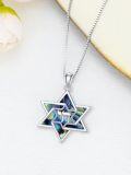 wholesale 925 Sterling Silver Abalone Shell Star of David Pendant Necklace for Women-0-4