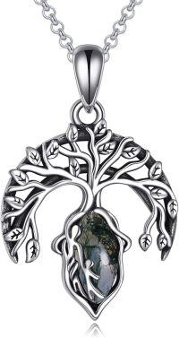 wholesale 925 Sterling Silver Jasper Tree of Life Pendant Necklace for Women Birthdays Gift Ideas-Mother and Daughter