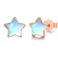 wholesale 925 Sterling Silver Opalite Star Stud Earrings Hypoallergenic-rose glod