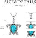wholesale 925 Sterling Silver Turtle Pendant with Genuine Turquoise Necklace for Women Gifts-0-2