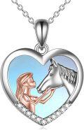 wholesale Sterling Silver Stone Horse Pendant Necklace for Women Horse Gift-0-32