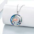 wholesale 925 Sterling Silver Blue Crystal Dolphins Pendant Necklace s for Women-0-1