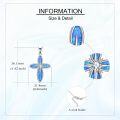 wholesale 925 Sterling Silver Blue Fire Opal Cross Pendant Necklace for Women and Men Christian Gifts-0-3