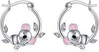 wholesale 925 Sterling Silver Koala Bear Hoop Earrings for Women Girls  2PC Set-Koala