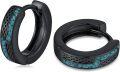 wholesale Black  Celtic Knot Blue Stone Inlay Huggie Hoop Earrings 15mm  for Women and Men-0-0