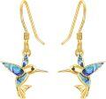 wholesale 925 Sterling Silver with Abalone Shell Inlay Hummingbird Drop Earrings for Women-0-0