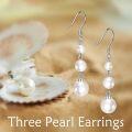 wholesale 925 Sterling Silver Pearl Dangle Earrings - Elegant Triple Pearls Drop s for Her-0-4
