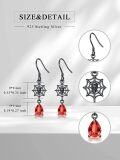 wholesale 925 Sterling Silver Gothic Witch's Web Red Crystal Drop Earrings - Halloween s for Her-0-4