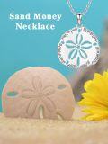 wholesale 925 Sterling Silver Sand Dollar Necklace with Chain - Ocean Inspired Charm Gift for Her-0-5