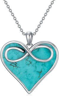 wholesale 925 Sterling Silver Infinity Turquoise Heart Pendant Necklace Gift for Women-Heart