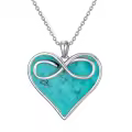 wholesale 925 Sterling Silver Infinity Turquoise Heart Pendant Necklace Gift for Women-0-0