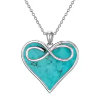 wholesale 925 Sterling Silver Infinity Turquoise Heart Pendant Necklace Gift for Women-Heart
