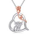 wholesale 925 Sterling Silver Highland Cow Rose Heart Pendant Necklace for Women Gifts-0-0