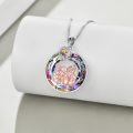 wholesale 925 Sterling Silver Rainbow Crystal Sisters Forever Love Pendant Necklace for Women-0-4