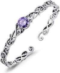 wholesale 925 Sterling Silver & Natural Amethyst Vine Leaf Wrap Boho Bracelet for Women, Healing Stone Jewelry Gift, 6-7.5 Adjustable-Amethyst
