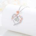 wholesale 925 Sterling Silver Heart-Shaped Rose Flower Pendant Necklace with Cubic Zirconia - Gift Idea for Women's 40th Anniversary or Special Occasion-0-2
