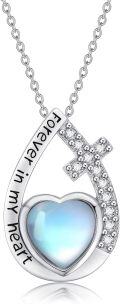 wholesale 925 Sterling Silver Blue Moonstone Heart Cross Pendant Cremation Jewelry Urn Keepsake Necklace-0-0
