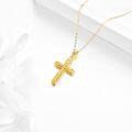 wholesale 14K Gold Hollow Out Cross Pendant Necklace with Chain for Women and Girls  - Length: Adjustable from 39cm to 72cm-0-2
