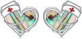 wholesale 925 Sterling Silver Nurse Heart Stethoscope Stud Earrings with Abalone Shell and Crystal Accents Gift for Women-0-0