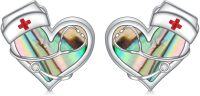 wholesale 925 Sterling Silver Nurse Heart Stethoscope Stud Earrings with Abalone Shell and Crystal Accents Gift for Women-Nurse
