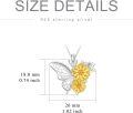 wholesale 925 Sterling Silver Gold Plated Flower and Butterfly Charm Pendant Necklace for Women-0-4