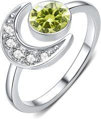 wholesale 925 Sterling Silver Moonstone Birthstone Rings for Women Adjustable Open Ring Gift for Wife Mom Daughter-august birthstone