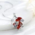 wholesale 925 Sterling Silver Red Garnet Heart Rose Skull Pendant Necklace-0-1