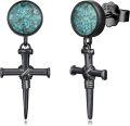 wholesale 925 Sterling Silver Cross & Turquoise Studs with Abalone Shell Drops-0-0