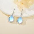 wholesale 925 Sterling Silver Teardrop Blue Moonstone & Cubic Zirconia Drop Earrings-0-2