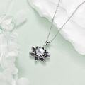 wholesale 925 Sterling Silver Black Lotus Flower Pearl Pendant Necklace s for Women-0-1