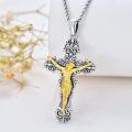 wholesale 925 Sterling Silver Gold Plated Jesus Christ Crucifix Pendant Necklaces for Men & Women - Christian Gifts (Gold)-0-2